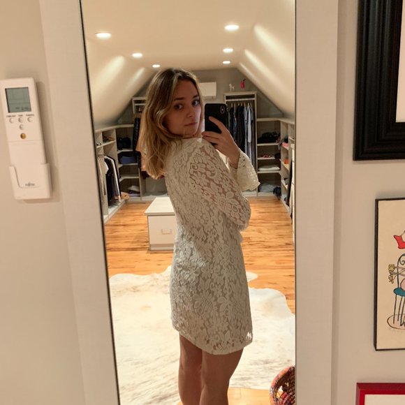 White Lace Long Sleeve Dress - Picture 4 of 4